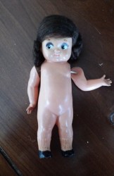 5 1/2'' NUDE CELLULOID KEWPIE 20-30S DOLL,BROWN WIG #589